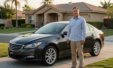 Car delivered to a driveway in Bakersfield, California, United States