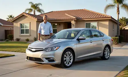Customer with their delivered car in Chula Vista, California, United States