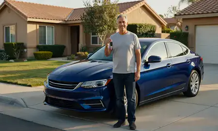 Car delivered to a driveway in Chula Vista, California, United States