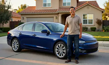 Customer with their delivered car in Concord, California, United States