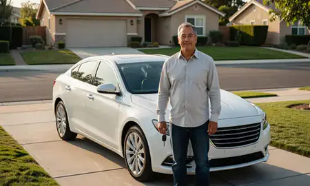 Car delivered to a driveway in Fontana, California, United States