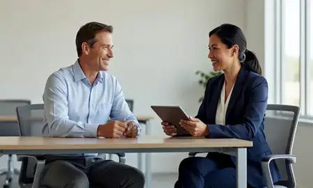 Customer discussing car shipping options in Fontana, California, United States