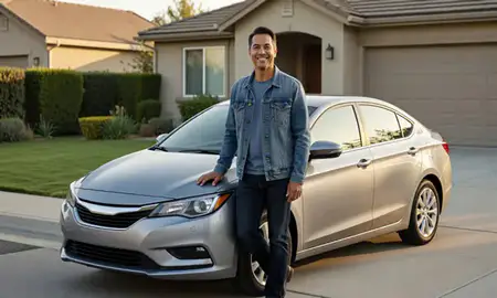 Customer with their delivered car in Fremont, California, United States