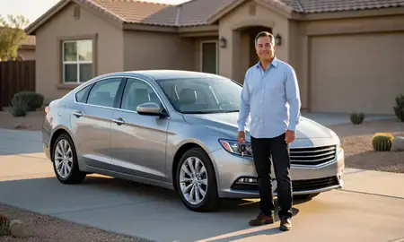 Car delivered to a driveway in Indio, California, United States