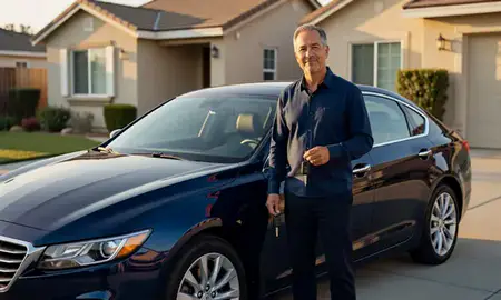 Car delivered to a driveway in Long Beach, California, United States