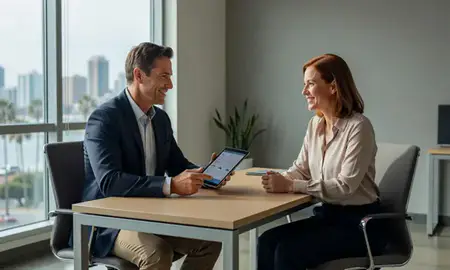 Customer discussing car shipping options in Long Beach, California, United States