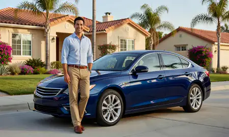 Customer with their delivered car in Los Angeles, California, United States