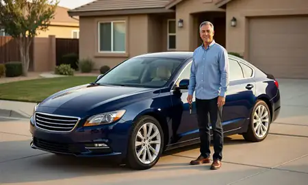 Car delivered to a driveway in Los Angeles, California, United States