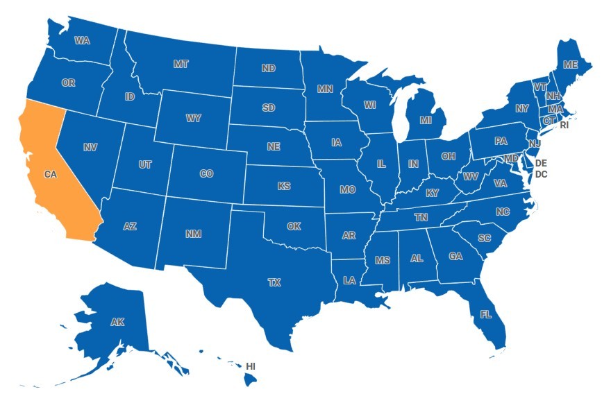 Map of California, USA