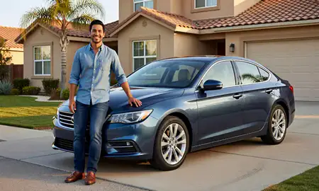 Customer with their delivered car in Mission Viejo, California, United States