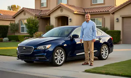 Car delivered to a driveway in Mission Viejo, California, United States