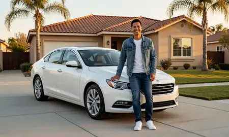 Customer with their delivered car in Moreno Valley, California, United States