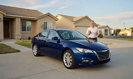 Car delivered to a driveway in Moreno Valley, California, United States