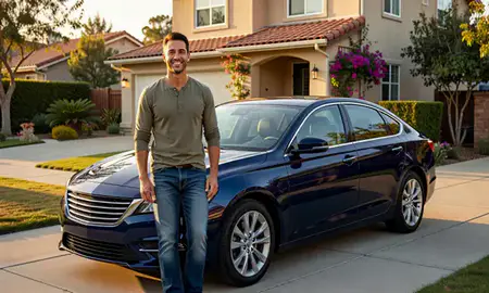 Customer with their delivered car in Oakland, California, United States