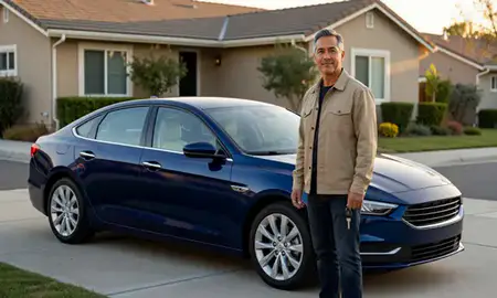Car delivered to a driveway in Oakland, California, United States
