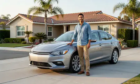 Customer with their delivered car in Oxnard, California, United States