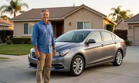 Car delivered to a driveway in Oxnard, California, United States
