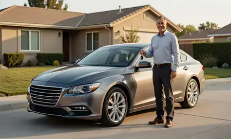 Car delivered to a driveway in Riverside, California, United States