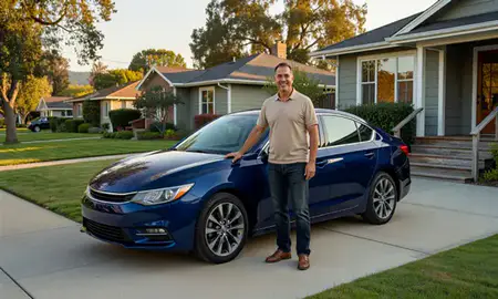 Customer with their delivered car in Sacramento, California, United States