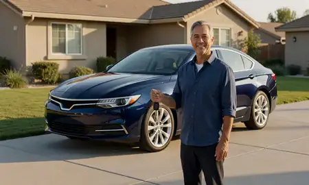 Car delivered to a driveway in Sacramento, California, United States