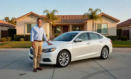 Customer with their delivered car in San Bernardino, California, United States