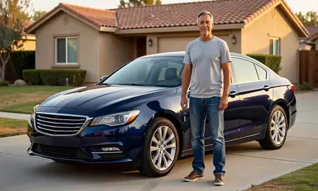 Car delivered to a driveway in San Bernardino, California, United States