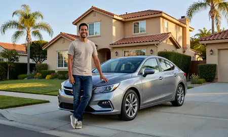 Customer with their delivered car in Santa Ana, California, United States