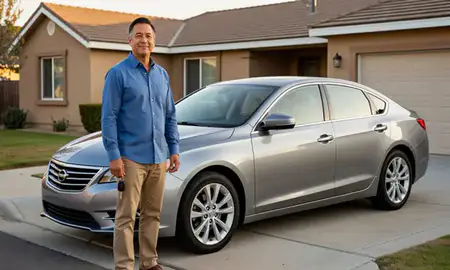 Car delivered to a driveway in Santa Ana, California, United States