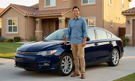 Customer with their delivered car in Santa Clarita, California, United States