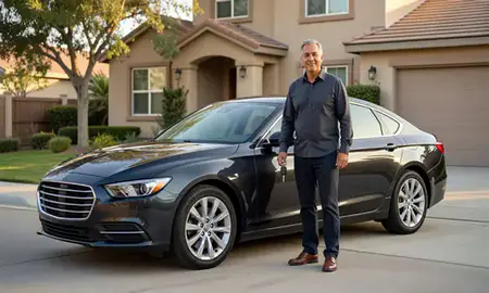 Car delivered to a driveway in Santa Clarita, California, United States