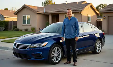 Car delivered to a driveway in Santa Rosa, California, United States