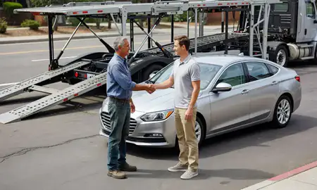 Vehicle owner beside their delivered car in Santa Rosa, California, United States