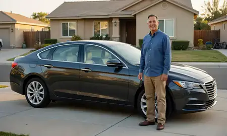 Car delivered to a driveway in Stockton, California, United States