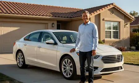 Customer with their delivered car in Thousand Oaks, California, United States