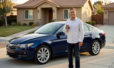Car delivered to a driveway in Thousand Oaks, California, United States