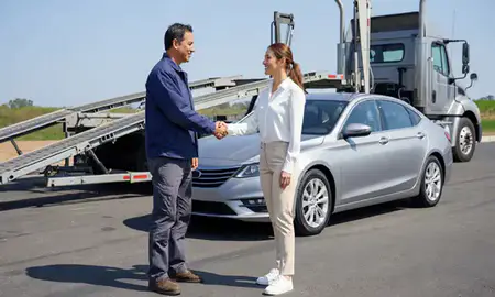 Vehicle owner beside their delivered car in Thousand Oaks, California, United States