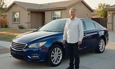 Car delivered to a driveway in Victorville, California, United States