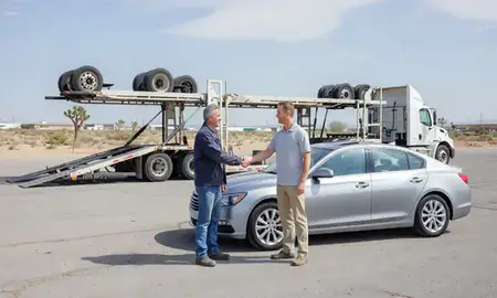 Vehicle owner beside their delivered car in Victorville, California, United States
