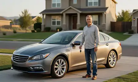 Car delivered to a driveway in Arvada, Colorado, United States
