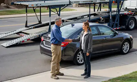 Vehicle owner beside their delivered car in Arvada, Colorado, United States