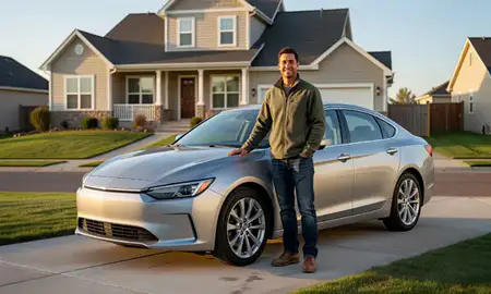 Customer with their delivered car in Aurora, Colorado, United States