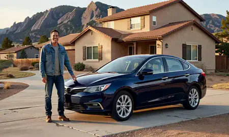 Customer with their delivered car in Boulder, Colorado, United States