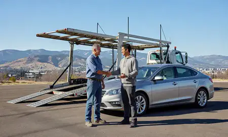 Vehicle owner beside their delivered car in Boulder, Colorado, United States