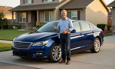 Car delivered to a driveway in Brighton, Colorado, United States