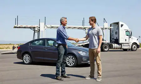 Vehicle owner beside their delivered car in Brighton, Colorado, United States