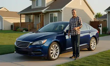 Car delivered to a driveway in Broomfield, Colorado, United States