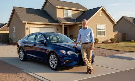 Customer with their delivered car in Centennial, Colorado, United States