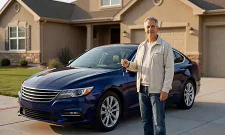 Car delivered to a driveway in Centennial, Colorado, United States