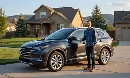 Car delivered to a driveway in Colorado Springs, Colorado, United States