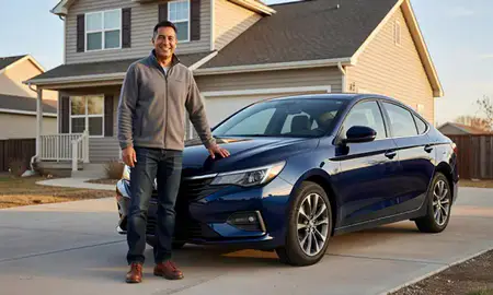 Customer with their delivered car in Commerce City, Colorado, United States